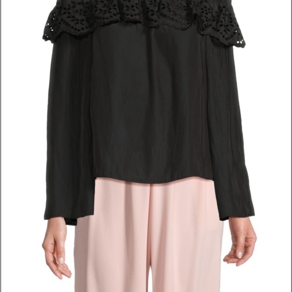 Ramy Brook Black Lace Off-Shoulder Blouse - Picture 2 of 6